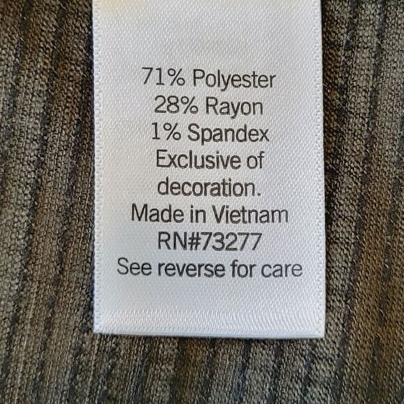 Nine West Army Green Textured Square Neck Elbow Sleeve Stretch Knit Blou… - Picture 7 of 8